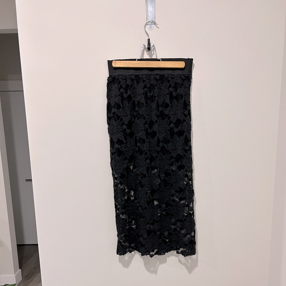 Free People Black Lace Pencil Skirt, sz Small - Picture 3 of 7